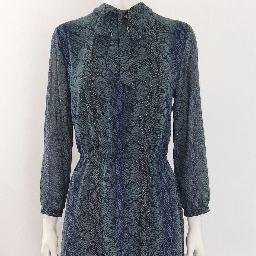 HUSH Snakeskin Neck-Tie Midi Maxi-Dress Size UK 12 EU 40 - Picture 9 of 10